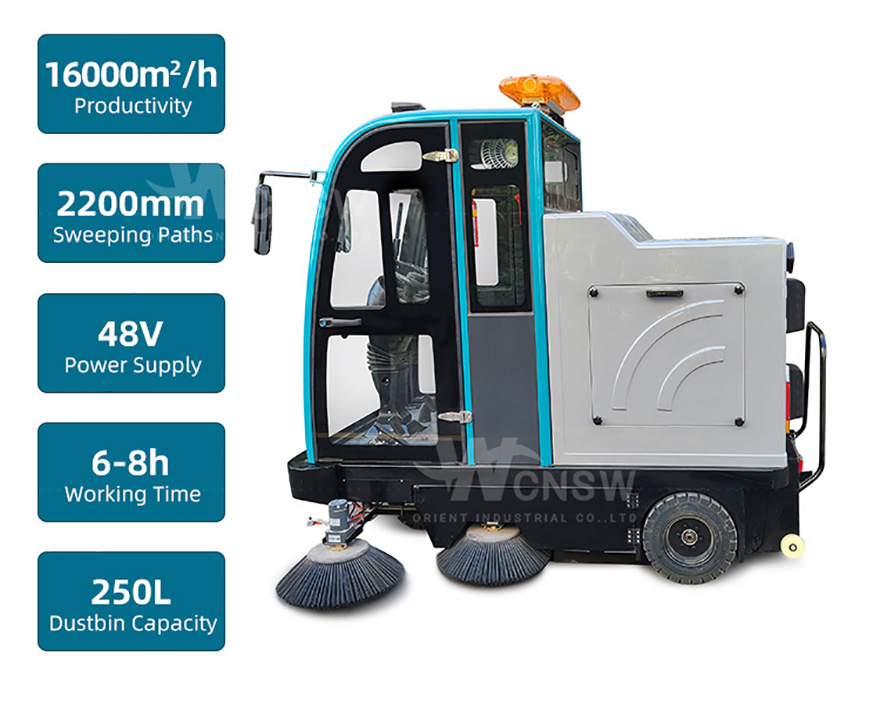 产品特点-E900-LN road sweeper with water spray