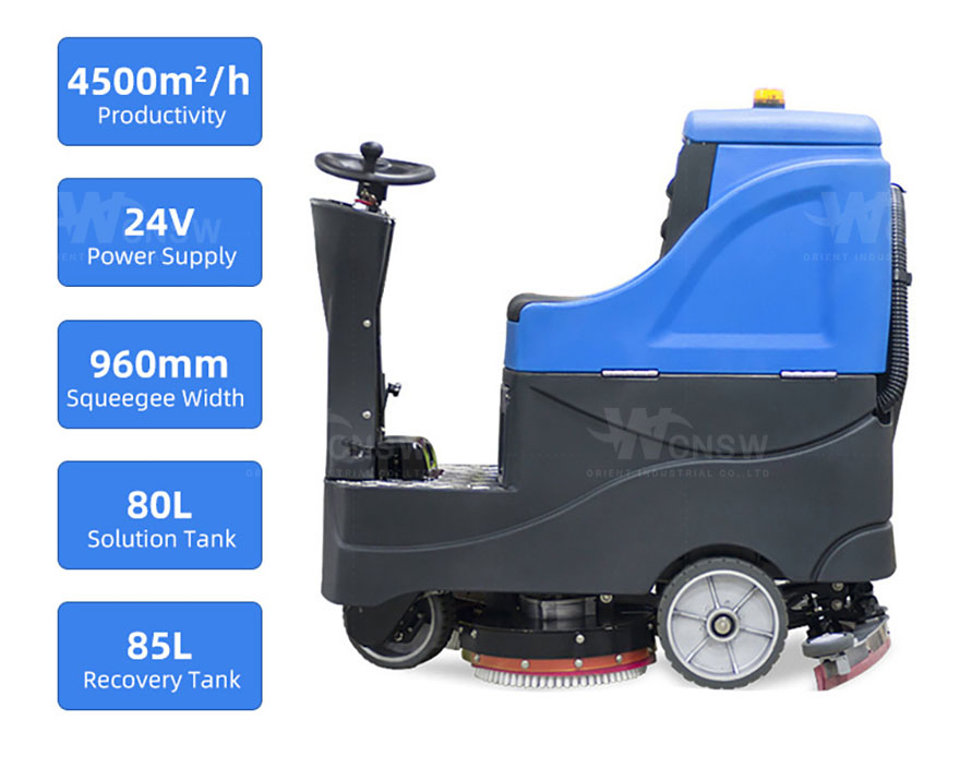 产品特点-V70 Industrial Battery Automatic Floor Scrubber Dryer