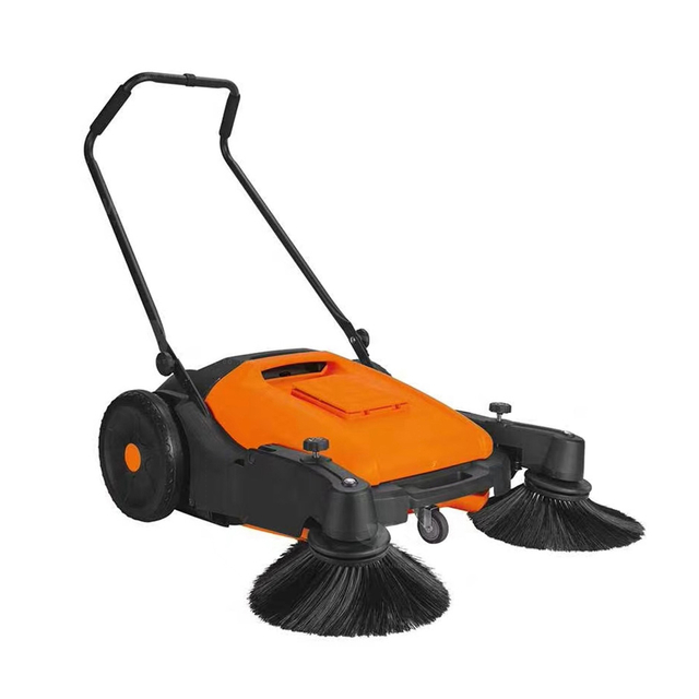 Hand-Push Floor Sweeper with 45L Rubbish Bin